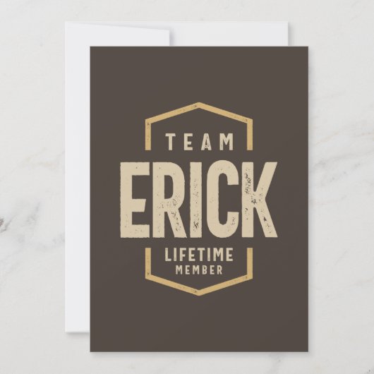 Team Erick Levenslang Lid Gepersonaliseerde Naam Kaart (Voorkant)