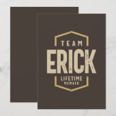 Team Erick Levenslang Lid Gepersonaliseerde Naam Kaart (Voorkant / Achterkant)