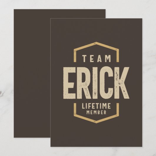 Team Erick Levenslang Lid Gepersonaliseerde Naam Kaart (Voorkant / Achterkant)