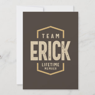 Team Erick Lifetime Lid met persoonlijke naam Kaart