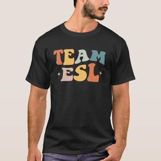 Team Esl Esol Leerling Student Retro terug naar sc T-shirt (Voorkant)