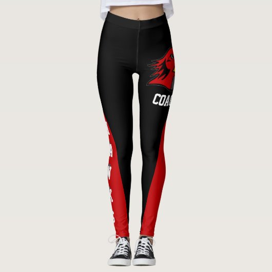 Team & Fan Black en Red Mascot Leggings (Voorkant)