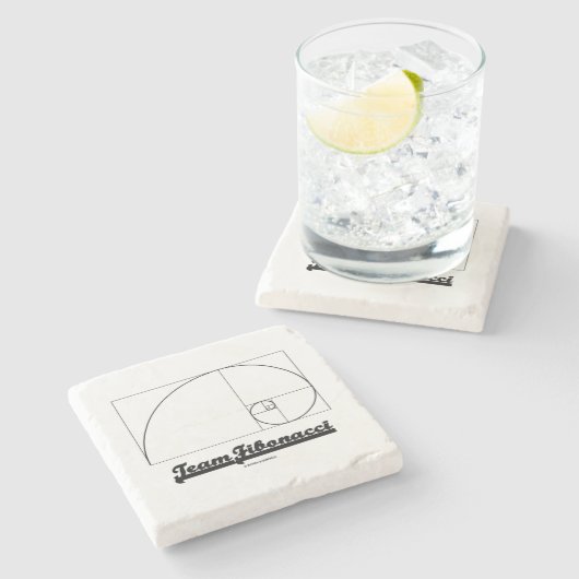 Team Fibonacci (Fibonacci Spiral) Stenen Onderzetter (Zijkant)