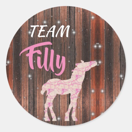 "Team Filly" Roze gender onthullen Ronde Sticker (Voorkant)