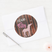 "Team Filly" Roze gender onthullen Ronde Sticker (Envelop)