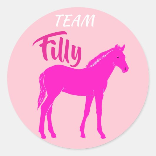 "Team Filly" Roze gender onthullen Ronde Sticker (Voorkant)