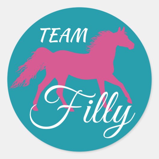 "Team Filly" Roze gender onthullen Ronde Sticker (Voorkant)