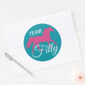 "Team Filly" Roze gender onthullen Ronde Sticker (Envelop)