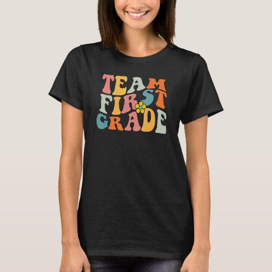 Team First Grade Groovy Wavy , 1st Grade Back To S T-shirt (Voorkant)