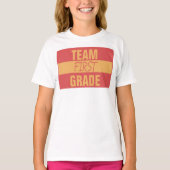 Team First Grade Retro Kleuren Strepen T-shirt (Voorkant)