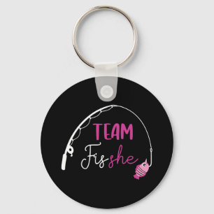 Team Fish She Shirt Vist Gender Reveal Party An Sleutelhanger