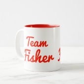 Team Fisher Tweekleurige Koffiemok (Voorkant links)