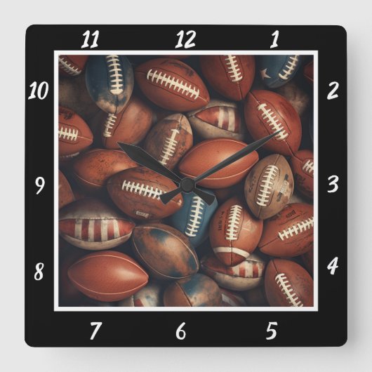 Team Football Sports Vierkante Klok (Voorkant)