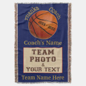 Team FOTO persoonlijke Basketball Coach-cadeaus Deken (Voorkant Verticaal)