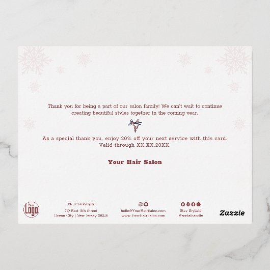 Team Foto Snowflake Folie Accents Vakantie Kaart (Achterkant)