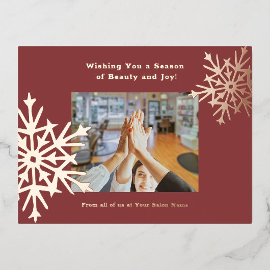 Team Foto Snowflake Folie Accents Vakantie Kaart (Voorkant)