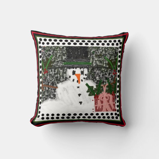 Team Fran Snowman zwart design Kussen (Voorkant)