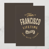 Team Francisco Lifetime Lid met persoonlijke naam Kaart (Voorkant / Achterkant)