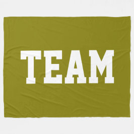 TEAM Fun Bold White Athletic Text On Golden Olive Fleece Deken