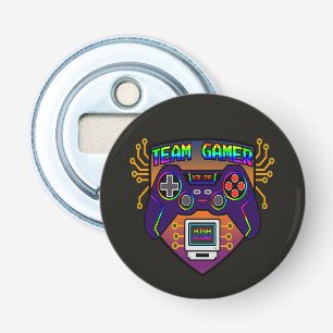 Team Gamer, gamer cadeau retro game controller Button Flesopener