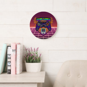 Team Gamer, retro gaming decor controller, retro a Grote Klok