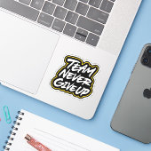 Team geeft nooit op sticker (Laptop met iPhone)
