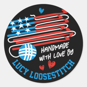 Team Gehaakte haken bal van garen patriottische Am Ronde Sticker