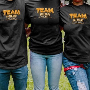 Team Gele Sport Familie Crew Aangepaste Naam Zwart T-shirt