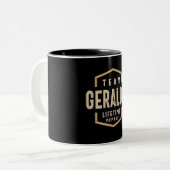 Team Geraldo Lifetime Lid Persoonlijke naam Tweekleurige Koffiemok (Voorkant links)