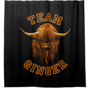 Team Ginger Highland Cow Douchegordijn