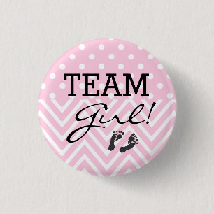 Team Girl Baby shower Pink Ronde Button 3,2 Cm