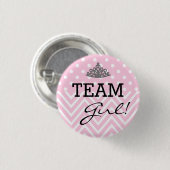 Team Girl Baby shower Polka Dot Chevron Ronde Button 3,2 Cm (Voorkant /achterkant)