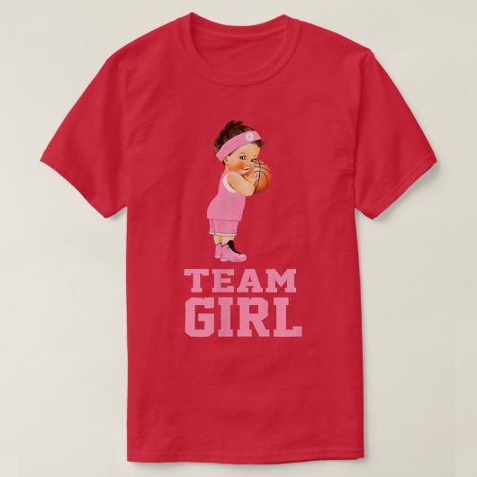 Team Girl Basketball Baby Gender onthulling T-shirt (Design voorkant)