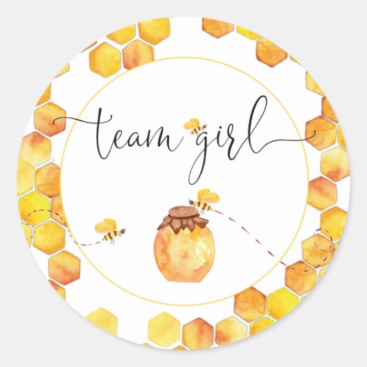 Team Girl Bee Thema Geslacht Stickers onthullen (Voorkant)