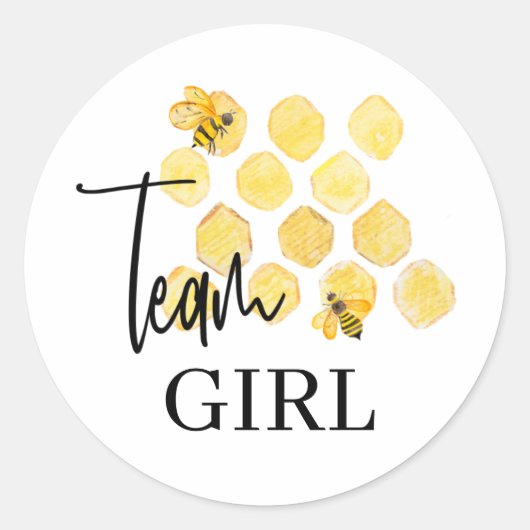 Team Girl Bee Theme Gender Reveal Stickers (Voorkant)