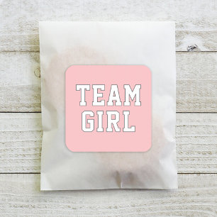 Team Girl Blush Pink Baby Geslacht Vierkante Sticker