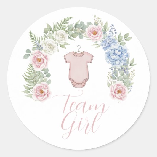 Team Girl Botanical Gender Reveal Sticker (Voorkant)