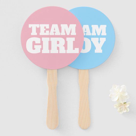 Team Girl/Boy Gender onthulling party Sign Fans Handwaaier (Voorkant en achterkant)