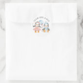 Team Girl & Boy. Twee seksen onthullen. Stemspel Ronde Sticker (Tas)