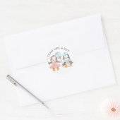 Team Girl & Boy. Twee seksen onthullen. Stemspel Ronde Sticker (Envelop)
