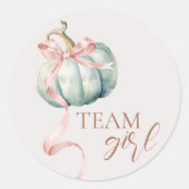 Team Girl Coquette Pumpkin Gender Reveal Sticker (Voorkant)
