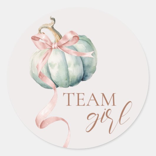 Team Girl Coquette Pumpkin Gender Reveal Sticker (Voorkant)