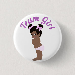 "Team Girl" Cute Ethnic Baby Ronde Button 3,2 Cm