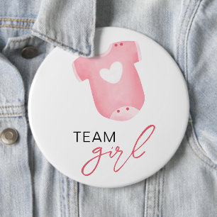 Team Girl Draag wat zal Baby zijn Guess Pink White Ronde Button 6,0 Cm