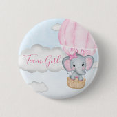 Team Girl Elephant Balloon Baby shower Ronde Button 5,7 Cm (Voorkant)