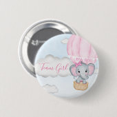 Team Girl Elephant Balloon Baby shower Ronde Button 5,7 Cm (Voorkant /achterkant)