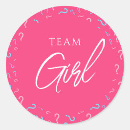 Team Girl Gender onthullen Roze Fuchsia Ronde Sticker