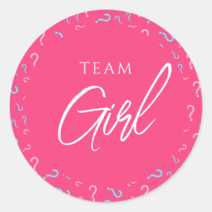 Team Girl Gender onthullen Roze Fuchsia Ronde Sticker