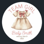 Team Girl gender onthult de sticker van Christmas<br><div class="desc">Gepersonaliseerde Team Girl Kerst baby shower gender onthullen sticker</div>