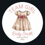 Team Girl gender onthult de sticker van Christmas<br><div class="desc">Gepersonaliseerde Team Girl Kerst baby shower gender onthullen sticker</div>
